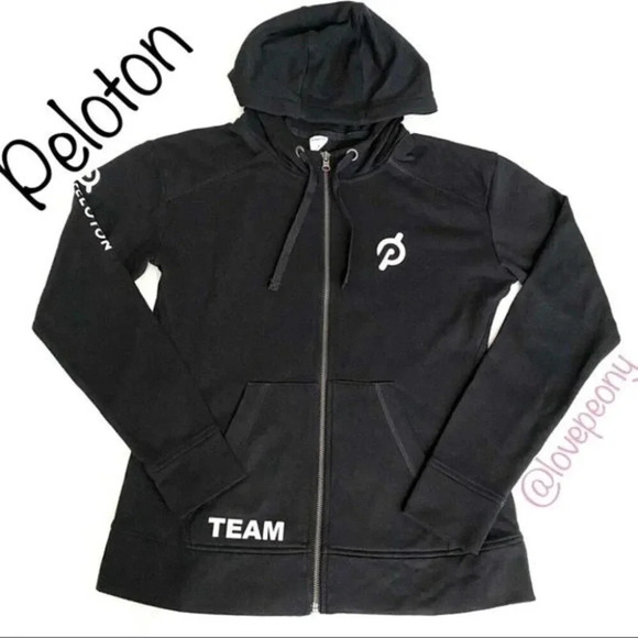 NEW PELOTON FLEECE FULL ZIP HOODED Jacket Black - Picture 1 of 16